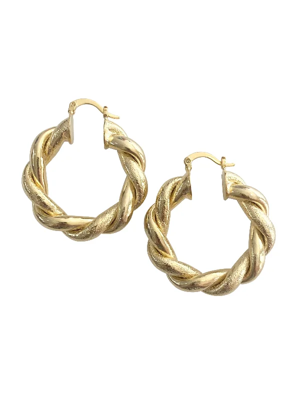 Ladies bold earrings-Rope Hoop