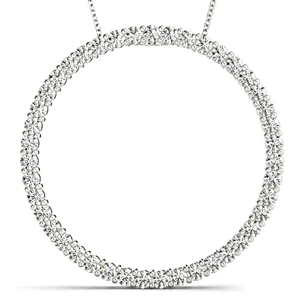 Ladies silver necklaces-1.29 ctw Diamond Circle Necklace Pendant Shared Prong Set