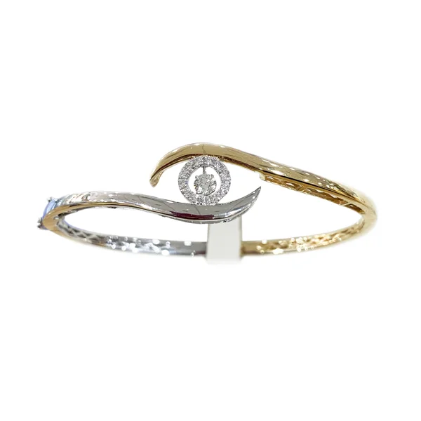 14k Two Tone Dancing Diamond Bangle