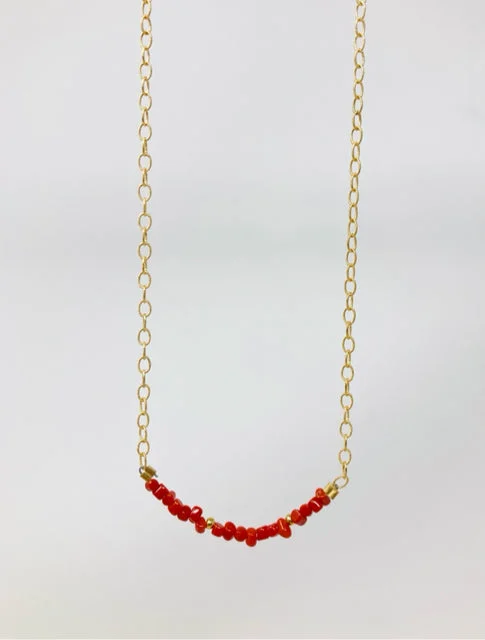 Ladies birthstone chain necklaces-Mediterranean Coral Necklace