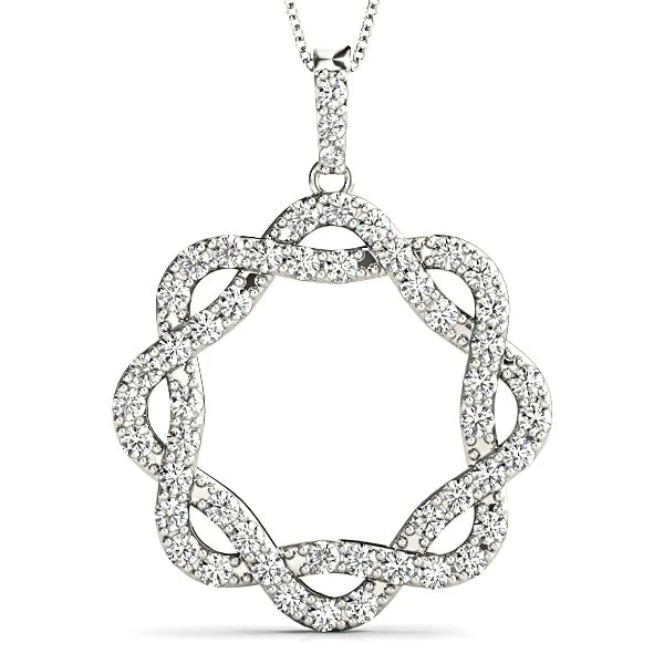 Ladies diamond necklaces-1.00 ctw Diamond Criss Cross Infinity Circle Necklace Pendant