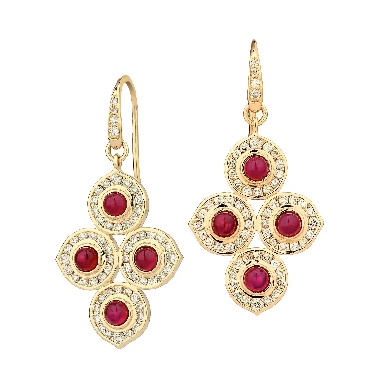 Ladies gemstone drop earrings-Ruby Drop Earrings