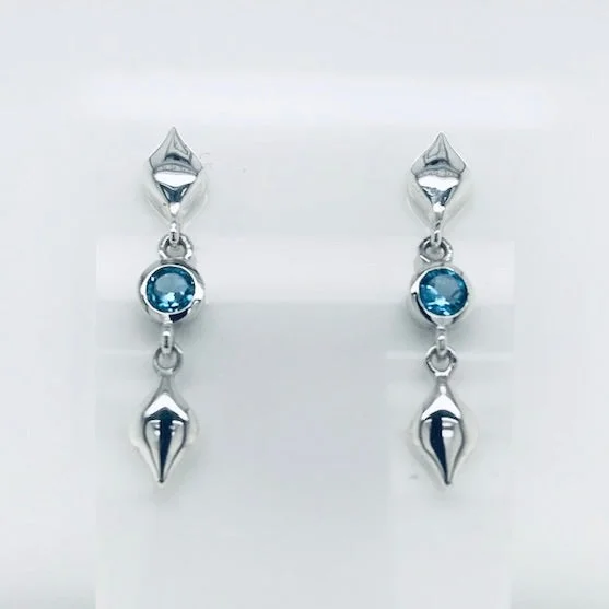 Ladies sterling silver earrings-Teardrops with Gemstone Earrings