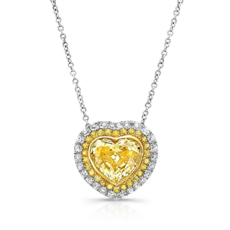 Ladies vintage necklaces-Uneek Natureal Collection Heart Heart Shaped Yellow Diamond Necklace