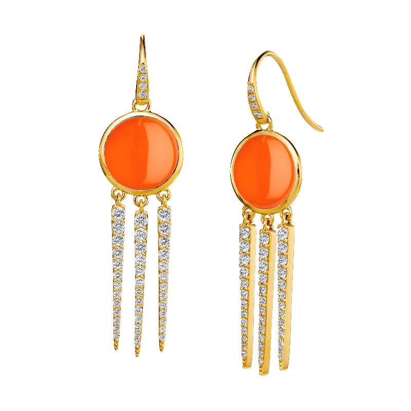 Ladies designer earrings-Chakra Diamond Fringe Earrings