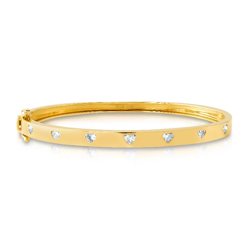 Diamond hearts bangle, 14kt gold