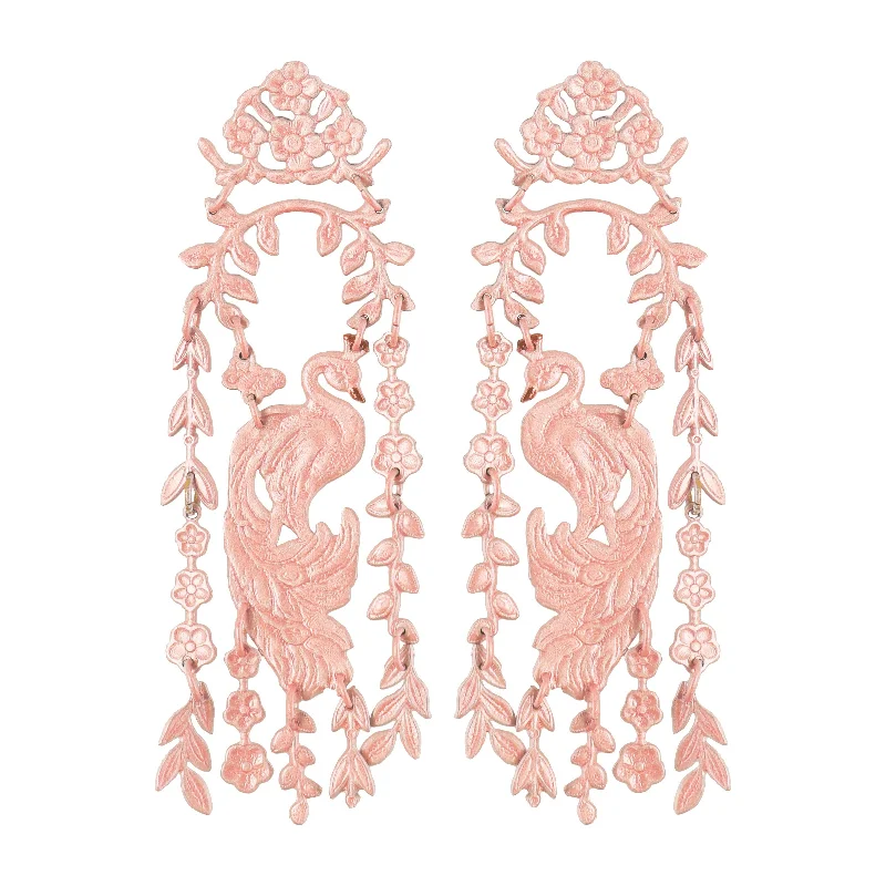 Ladies hoop drop earrings-Blush Palace Garden Earrings