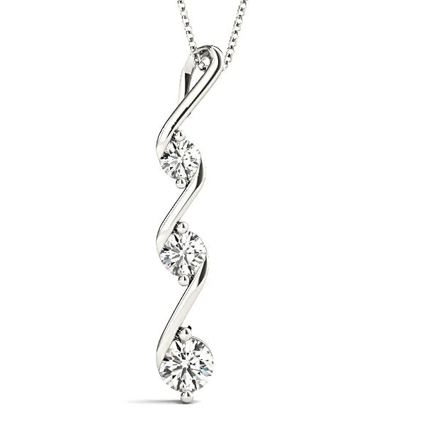 Ladies vintage necklaces-0.50 ctw Graduated Diamond Three Stone Necklace Pendant