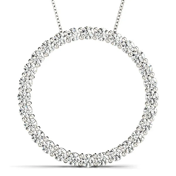 Ladies solitaire necklaces-1.26 ctw Diamond Circle Necklace Pendant Shared Prong Set