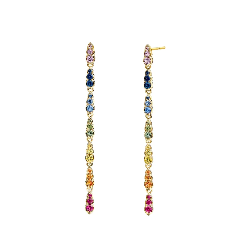 Ladies statement earrings-Rainbow Sapphire Earrings