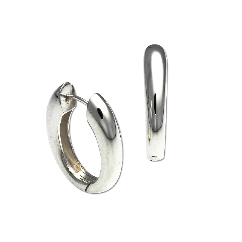 Ladies crescent earrings-Large U Shaped Snap Hoops