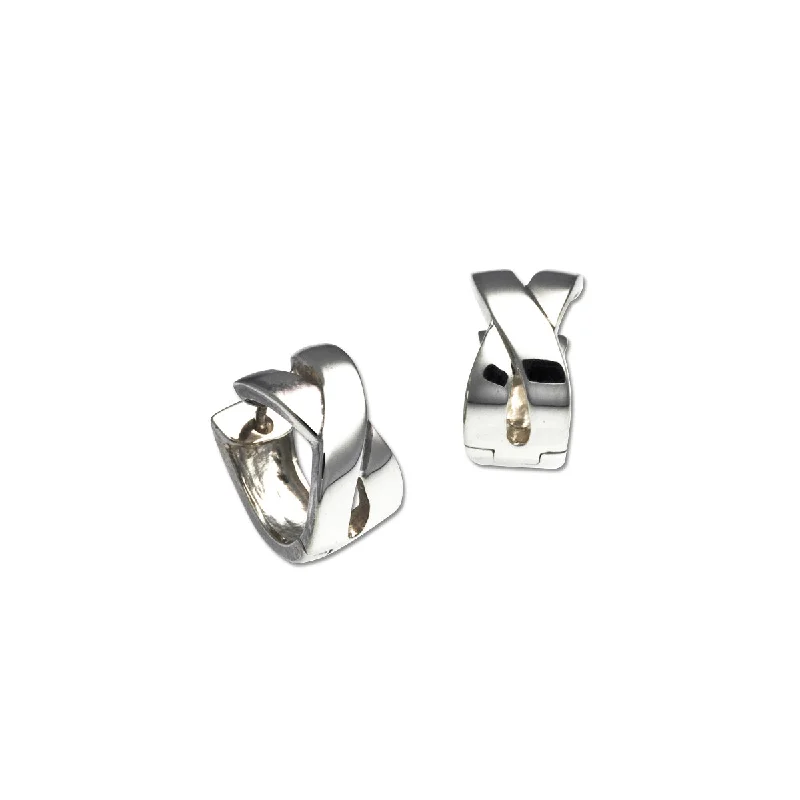 Ladies diamond earrings-X Snap Hoops