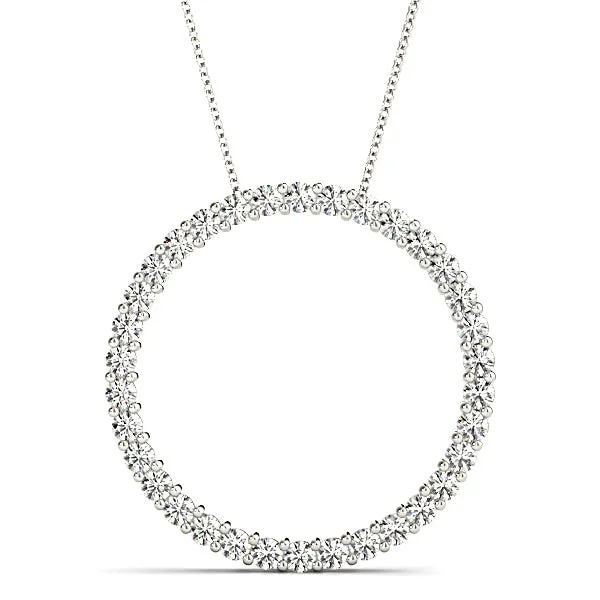 Ladies gemstone necklaces-1.02 ctw Diamond Circle Necklace Pendant Shared Prong Set