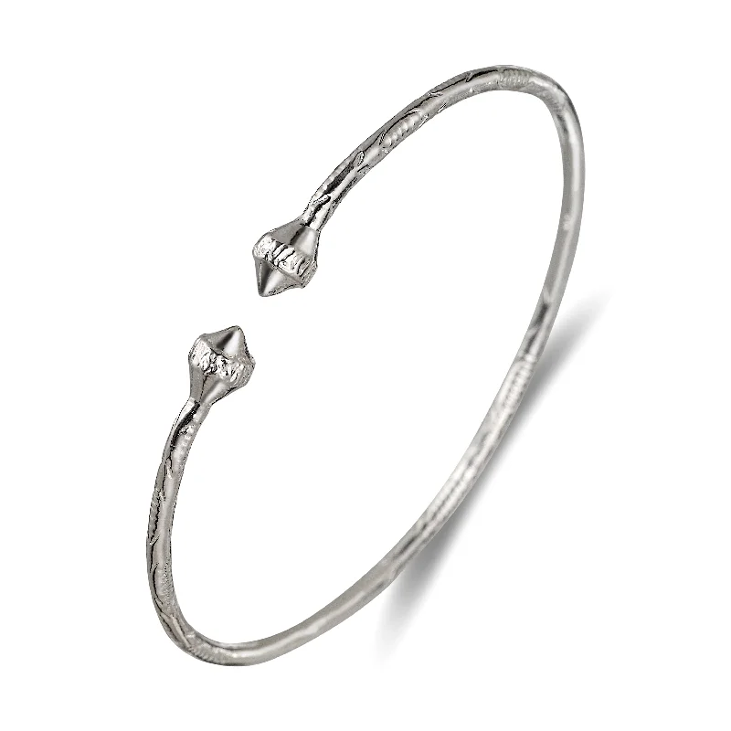 Elegant Pointy Ridged Belt .925 Sterling Silver West Indian Bangle, 1 piece