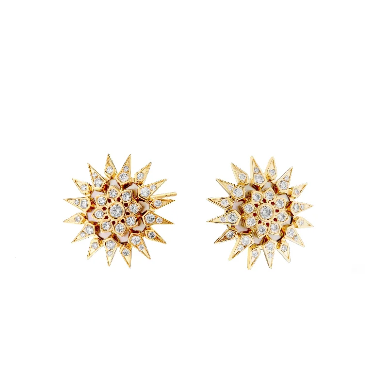 Ladies gold hoop earrings-Diamond Starburst Earrings