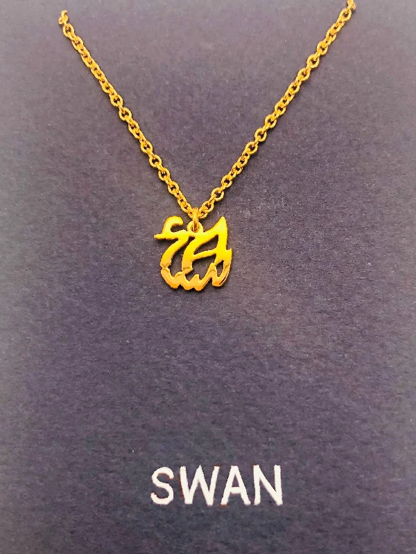 Ladies wedding necklaces-Swan in English Petit Necklace