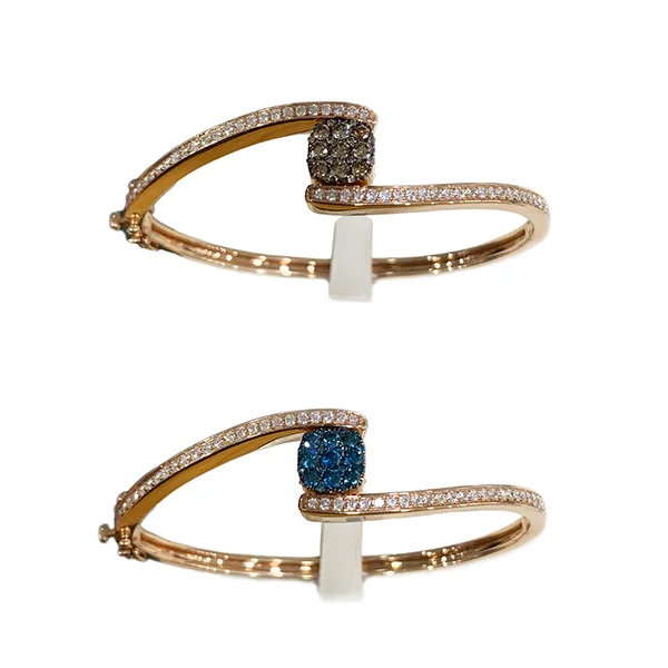 14k Rose Gold Brown/Blue Diamond Bangle