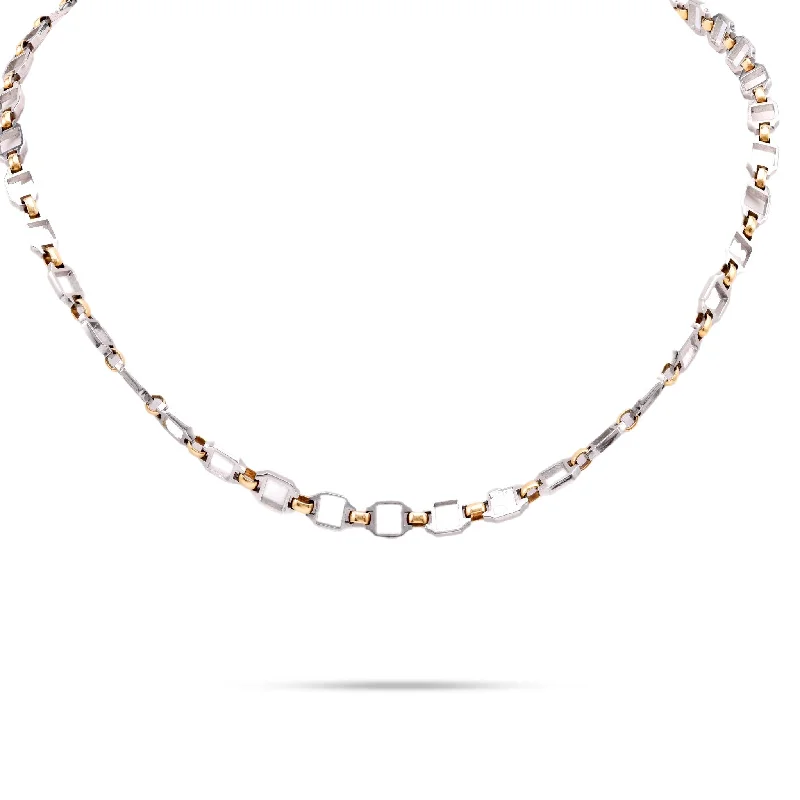 Ladies lock and key necklaces-Cartier 18K Yellow Gold and Steel Chain Necklace