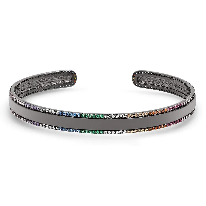 RAINBOW EDGE BANGLE, BR STERLING SILVER