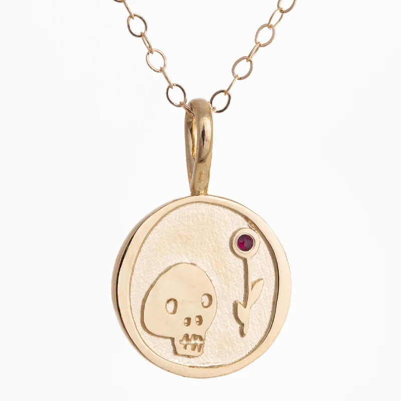 Ladies minimalist necklaces-Death & Life 14k gold