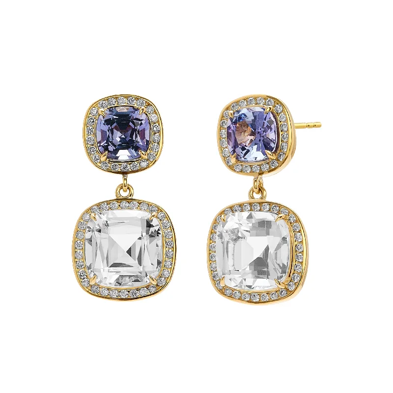 Ladies luxury earrings-Tanzanite Diamond Earrings