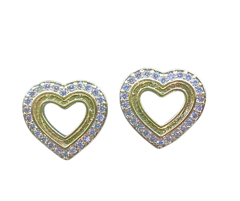 Ladies diamond drop earrings-Open Heart Earring