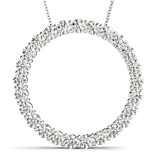 Ladies pendant necklaces-2.0 ctw Diamond Circle Necklace Pendant Shared Prong Set