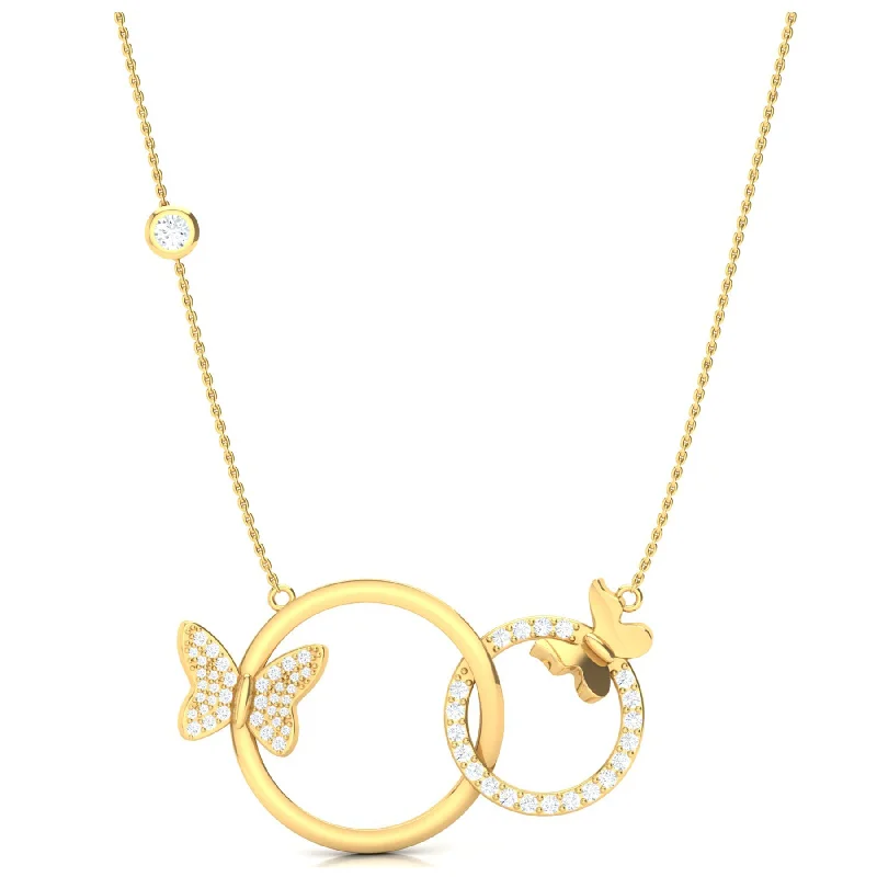 Ladies gemstone necklaces-Diamond Intertwined Rings Necklace