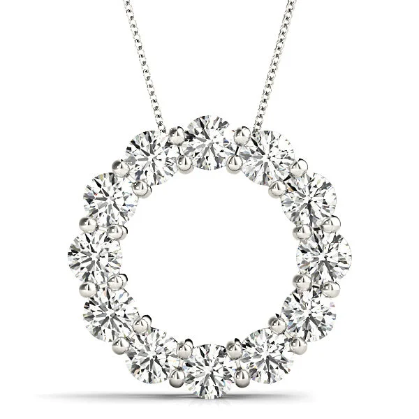 Ladies gold necklaces-3.0 ctw Diamond Circle Necklace Pendant Shared Prong Set