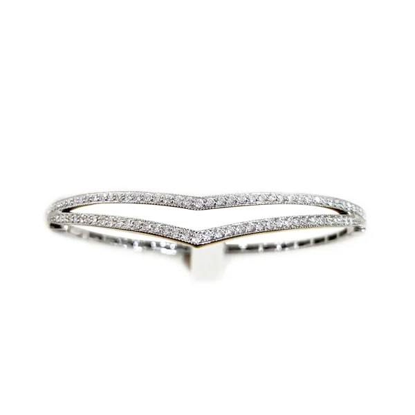 14k White Gold Diamond Bangle