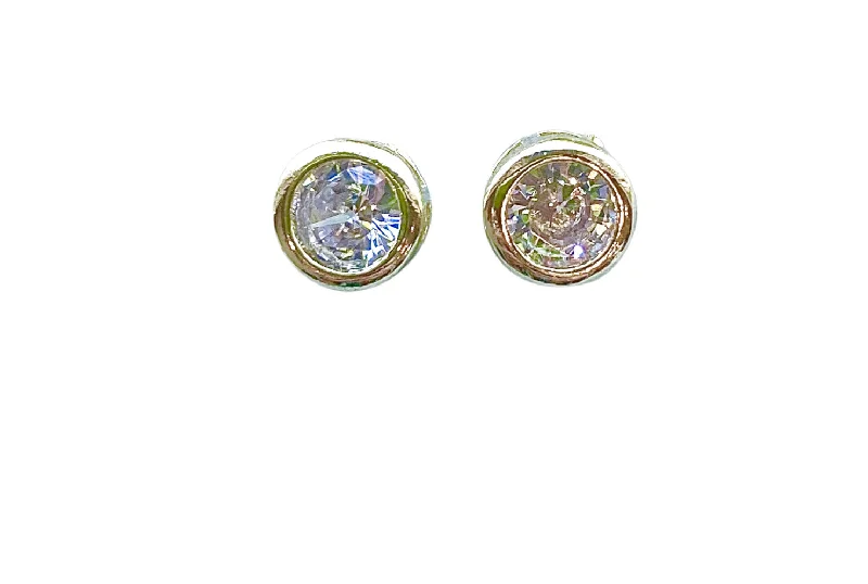 Ladies hoop earrings-Bezel Stud