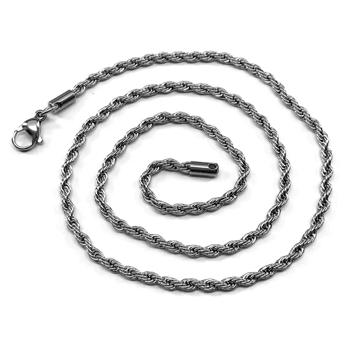 Ladies sapphire necklaces-Twisted Rope Neck Chain Select Your Size