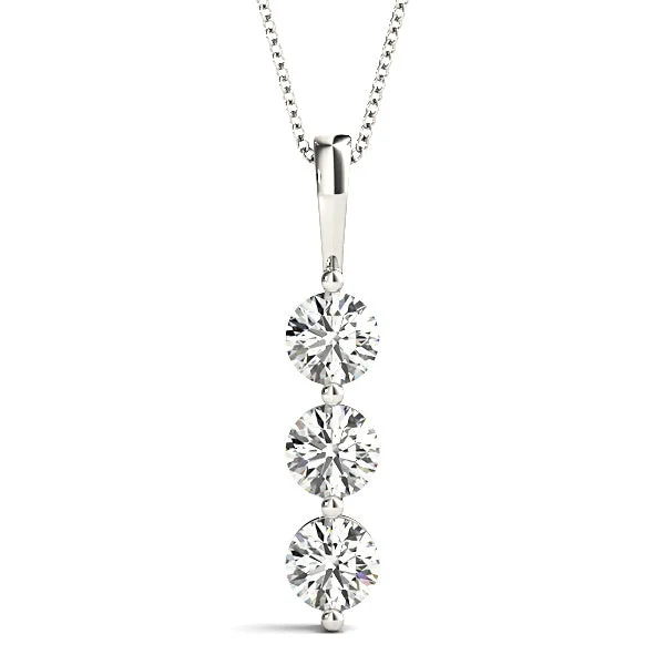 Ladies elegant necklaces-Shared Prong 1.00 ctw Diamond Three Stone Necklace Pendant