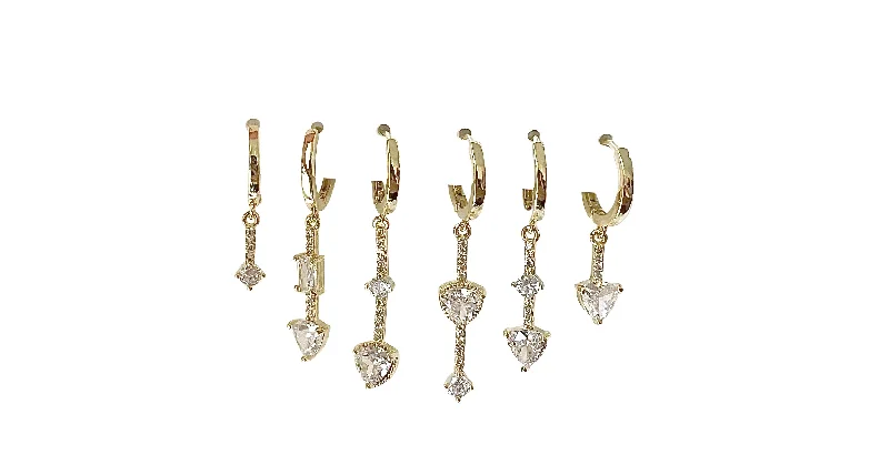 Ladies classic earrings-Delaney Huggie Set