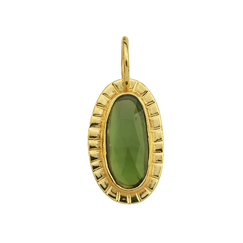 Ladies designer necklaces-Green Tourmaline Pendat