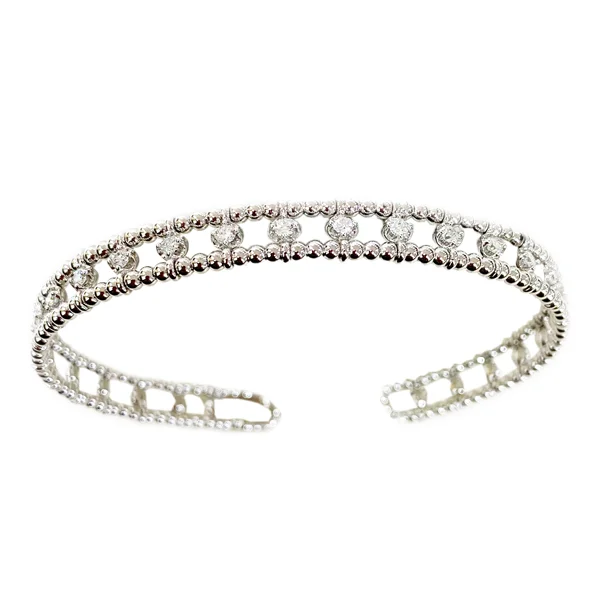 14k White Gold Diamond Bangle