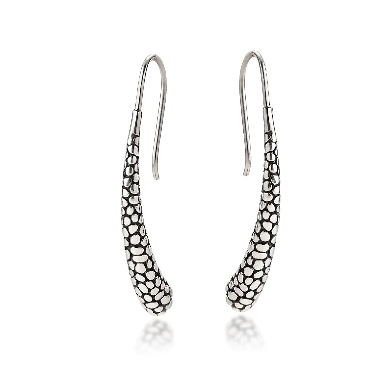 Ladies gold drop earrings-Fluted Stingray Drop Earrings