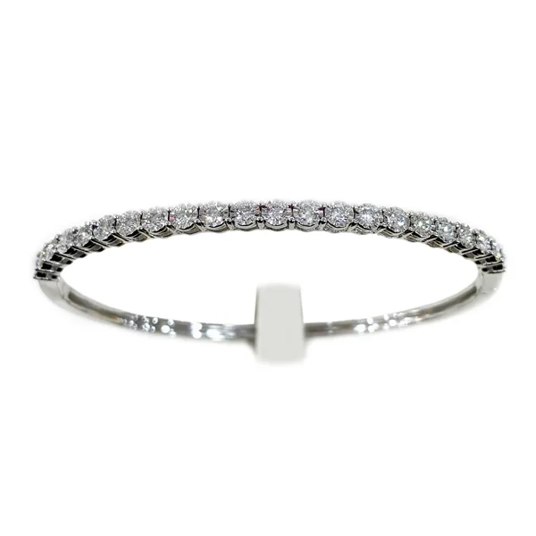 14k White Gold Diamond Bangle