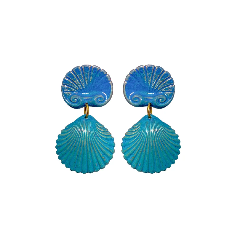 Ladies tassel earrings-Ocean Coquille Earrings