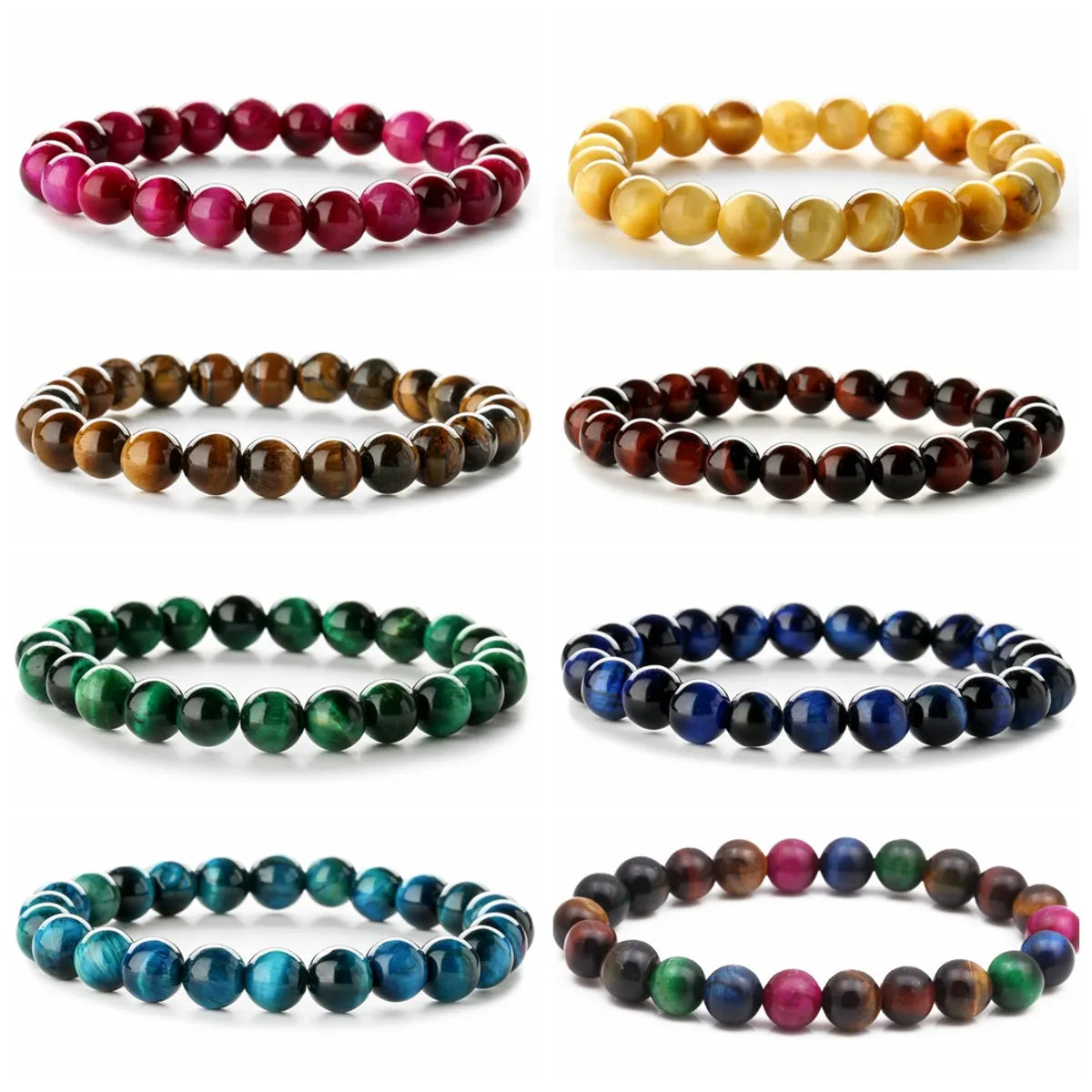 Ladies vintage bangle sets-Retro Geometric Natural Stone Beaded Bracelets