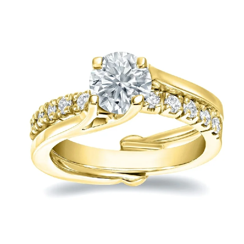 Ladies eternity engagement rings-Auriya 18k Gold 1 3/4ctw Insert Solitaire Diamond Engagement Ring Set (D, VS2)