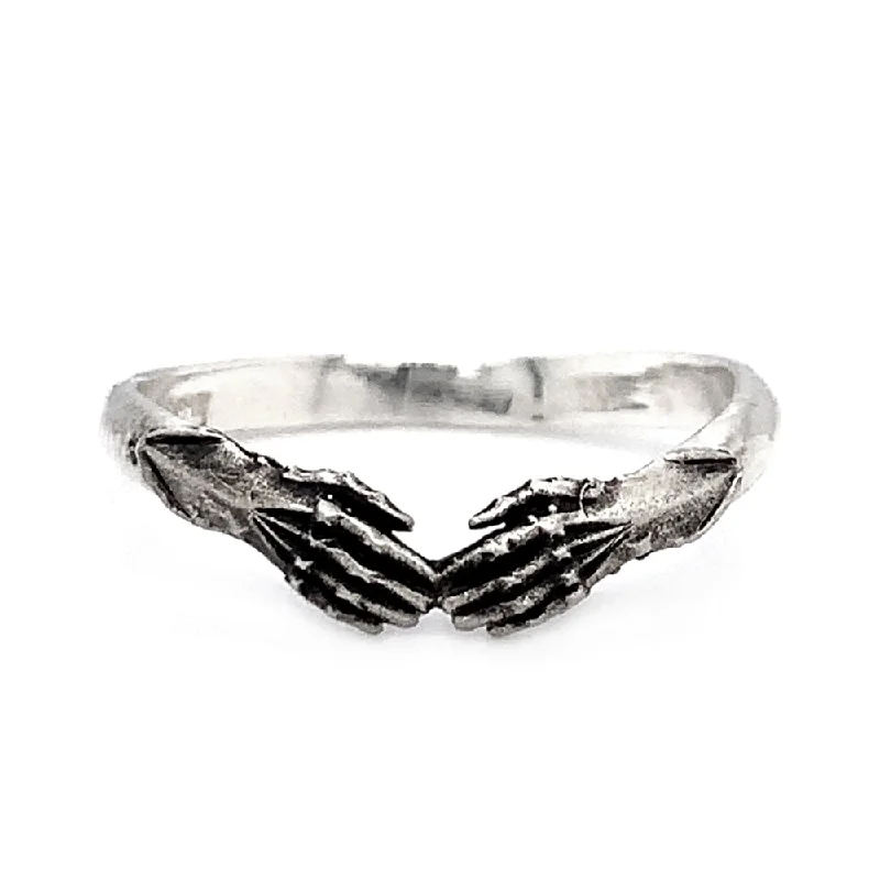 Ladies mixed metal rings-Sterling Silver Gauntlet Ring - "Solemn Promise"