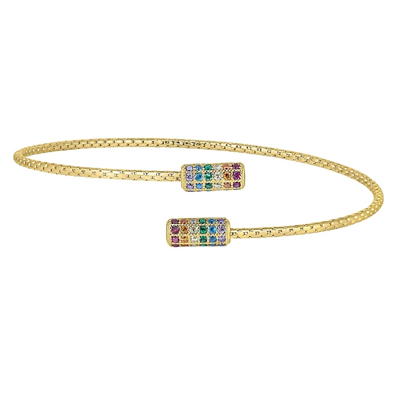 Ladies minimalist bracelets-Rainbow Negative Space Spiral Wrap Cable Bracelet