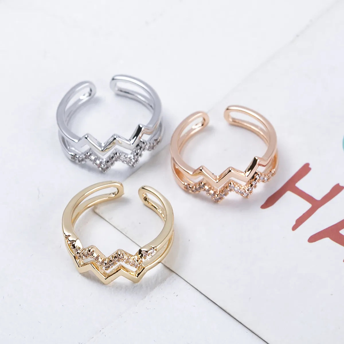 Ladies fancy rings-Simple Style Geometric Alloy Plating Rhinestones Women'S Open Ring