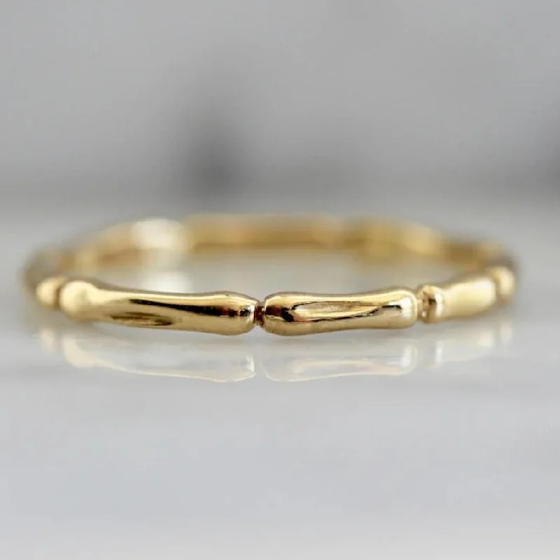 Ladies wedding rings-Bamboo Fine Gold Band