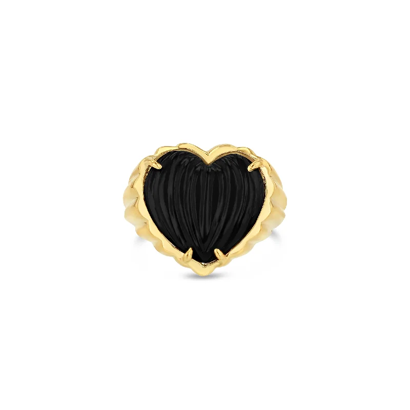 Ladies delicate gold rings-Onyx Cora Ring