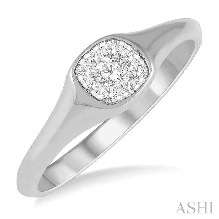 Ladies mixed metal rings-CUSHION SHAPE LOVEBRIGHT ESSENTIAL DIAMOND SIGNET RING