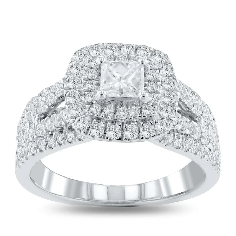 Ladies engagement rings for brides-Auriya Platinum 1 1/2ctw Diamond Engagement Ring Certified (E, SI-3)