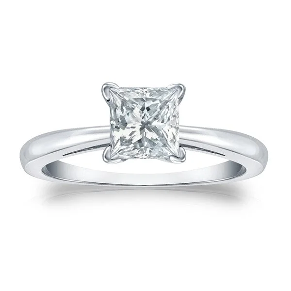 Ladies twist engagement rings-Auriya Platinum 2 1/4ctw Princess-Cut Solitaire Diamond Engagement Ring GIA Certified