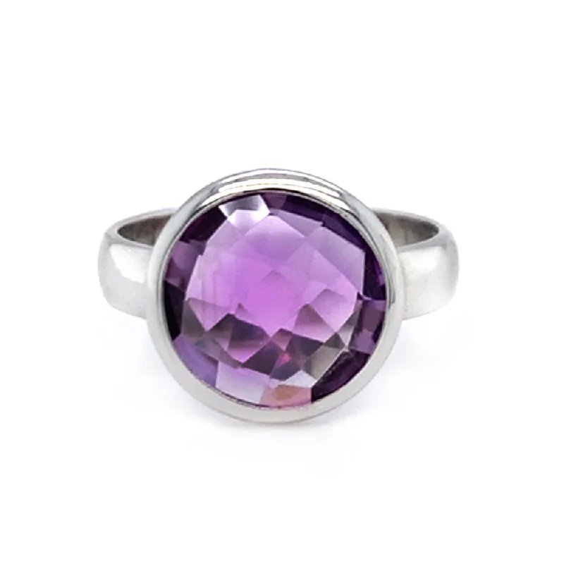 Ladies silver rings-Sterling Silver & Amethyst Ring - "Gumdrop"